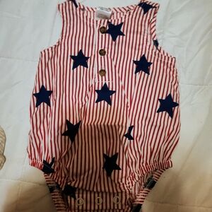 Carter's Red and White Striped Romper with Blue Stars
